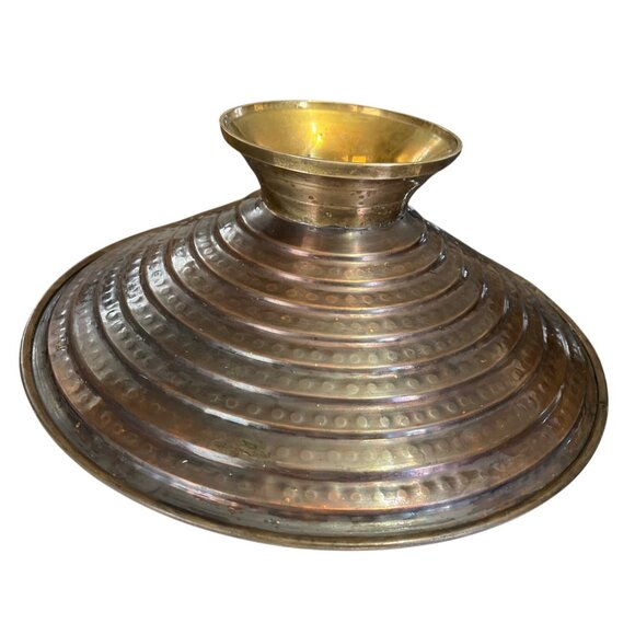 Vtg Remco Brass Hammered Bronze Pedestal Fruit Bowl Made in India - Picture 2 of 9